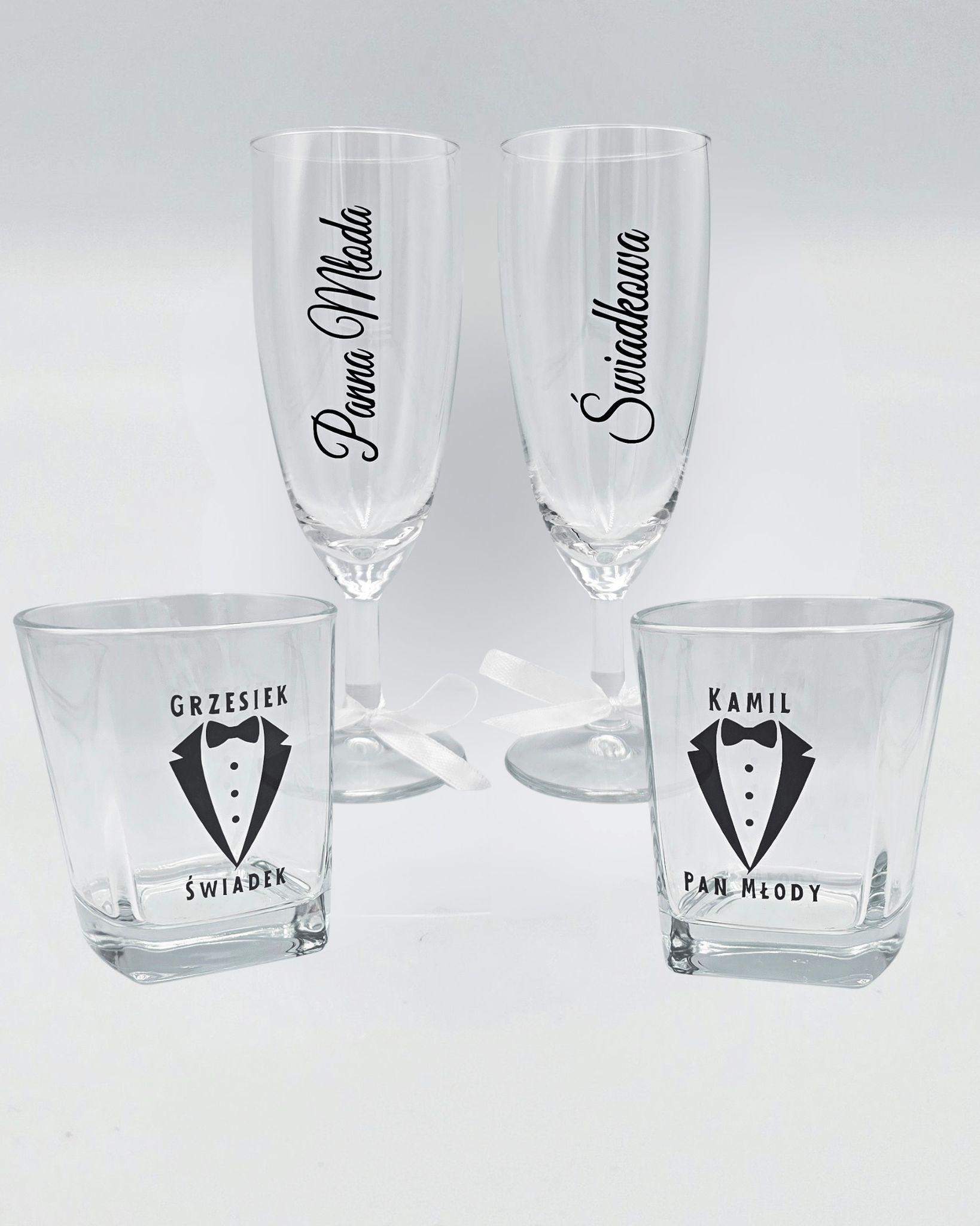 Zestaw kieliszków do szampana i whisky 