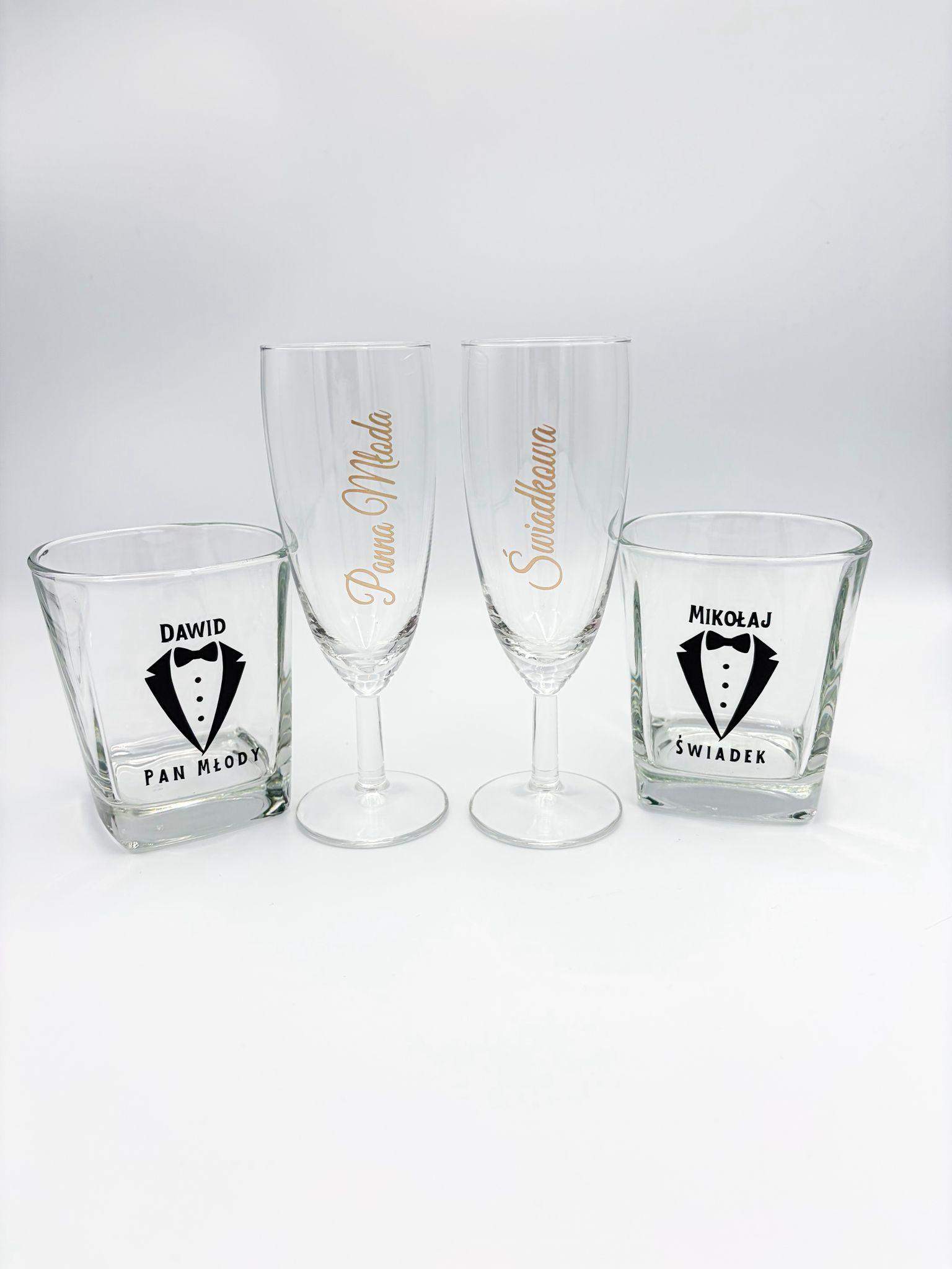 Zestaw kieliszków do szampana i whisky 